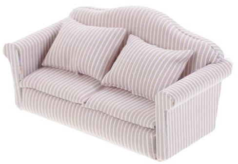 JOINPAYA Miniatur Möbel Sofa Für Puppenhaus Vintage Teiliges Mit Beigem Streifen Für DIY Puppenhäuser Und Mini Landschaften Hochwertige Dekoration