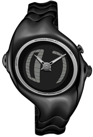 BENLYDESIGN Einzigartige Metall-Armbanduhr, Y2K Herren-Quarzuhren, futuristische Uhr, Edelstahlarmband (schwarz), Schwarz, Modern