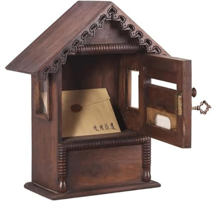 ZYJIX Cassetta Postale in Legno Massello con Serratura E Cassetta Postale Cassetta Postale Classica per Casa, Esterno, con Montaggio A Parete Cassette Postali Fatte A Mano(Color:1 Pack)