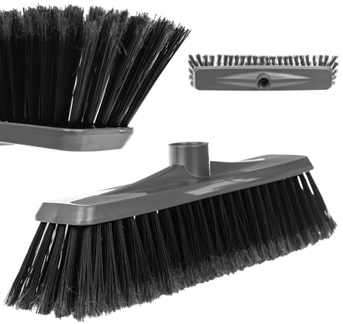 KADAX Besenkopf mit Gewinde, Breite 32 cm, Besen mit robusten Borsten, Stubenbesen, Zimmerbesen aus Kunststoff, Kehrbesen ohne Stiel (Grau)