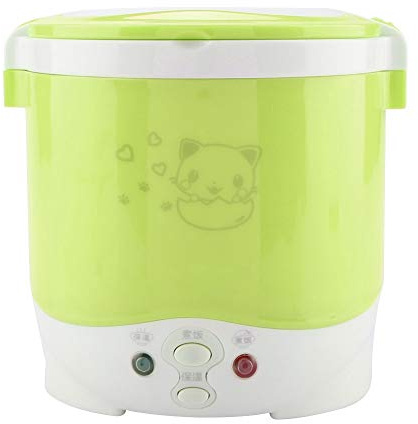 Cuiseur à riz électrique portable 12 V 100 W 1 l, cuiseur à riz multifonctionnel, cuiseur à vapeur alimentaire, cuiseur à riz de voyage, mini cuiseur à riz pour voitures (Vert)