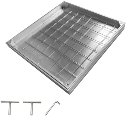 Natotela Tapa de alcantarilla de aluminio 600 x 600 x 55 mm EN124 A15 incrustada con marco tapa de canal cuadrada cubierta de inspección invisible para escenas interiores