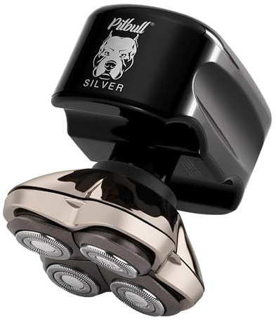 Skull Shaver Pitbull Silver Pro SX5 - Rasoir Tête et Visage - Électrique pour Homme, Humide et Sec, Sans Fil, Résistant à l’Eau - Performances Améliorées