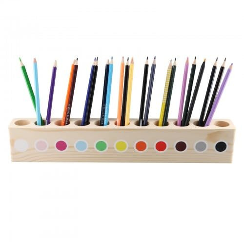 Focenat Portalápices de Madera 41x5x7cm, Organizador de Lápices, Porta Lapices para Escritorio, Soporte para lápices, Desk Contenedor, Organizadors de escritorio infantil para Oficina, Escuela, Hogar