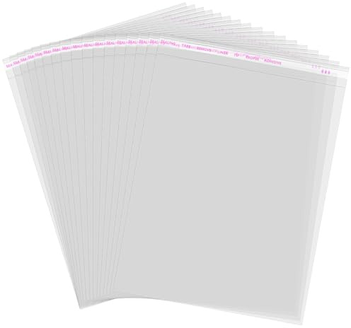 Cellophane Bags Pack of 100, 5 x 7 Inch Small Clear Cellophane Sweet Cookie Bags, Food Safe, Seal Clear Self-Adhesive OPP Display Sealable Bags for Cookies, Sweets, Envelopes, Gifts, Cards, Pictures