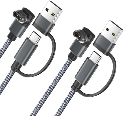 Itramax 2-in-1 USB-C Charging Cable for Garmin Watch Charger Cord 4FT 2Pack | Type C Charger Connect for Fenix 8 E 7 7X 7S Pro Solar 6 6X 6S 5X 5S 5,Forerunner 570 965 955 265 255 170 165 45,Instinct 3 2