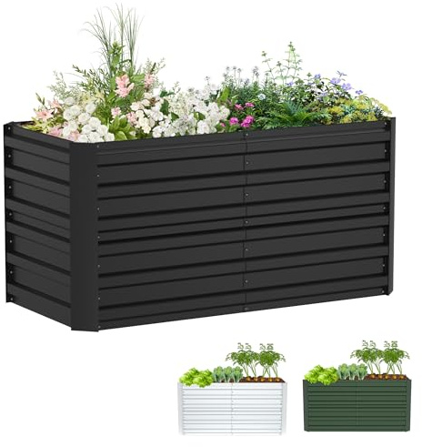 XMTECH Hochbeet Metall 120x60x58cm Rechteckig Schwarz Pflanzkasten | Robuste Ausführung, einfache Montage, flexible Nutzung im Außenbereich, passend für Garten, Terrasse und vielfältige Pflanzen