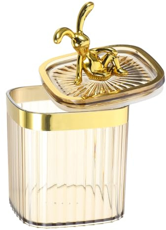 POPETPOP Dispensador de Algodón Transparente con Tapa Sellada y Diseño de Conejo Organizador Compacto para Hisopos y Discos Desmaquillantes Almacenamiento Resistente para Baño y Tocador