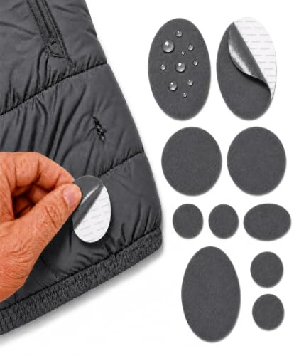 Selbstklebende Reparatur Flicken für Jacken, Zelte, Schlafsäcke, Graphit | Wasserdichtes Ripstop-Polyester, reiß-, kälte- und hitzebeständig, repariert Steppjacken, Taschen, Polster, ohne Nähen