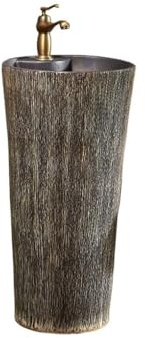 Modernes Standwaschbecken- Retro-Waschbecken mit Wasserhahn und Abfluss-Set, Mehrzweck-Waschbecken aus Keramik fürs Badezimmer, für drinnen und draußen