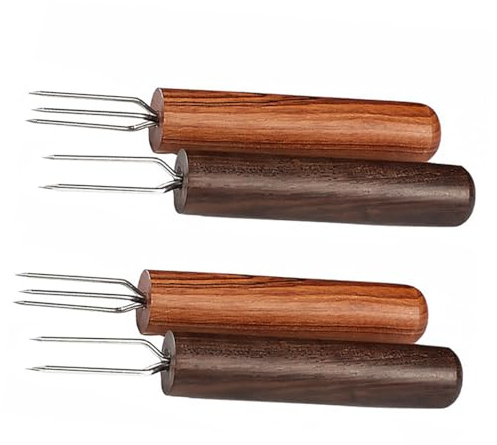 HOODANCOS 4 Piezas Tenedor para Rollo de Moxa y Extensor de Aplicación de Moxibustión Seguro y Resistente Mango de Madera para Uso en Casa y Tiendas de Masaje