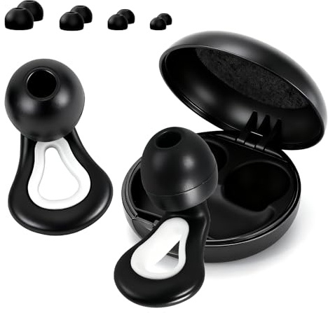 Nuvexa Ear Plugs for Sleep, 60dB+ Noise Cancelling Reusable Silicone Earplugs with 8 Sizes (XS/S/M/L) & Carry Case – Luxury Ergonomic Design Hearing Protection for Sleeping, Travel, Work & Concerts