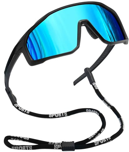Joopin Occhiali da Sole Sportivi Uomo Donna Polarizzati UV400 Protezione Occhiali da Ciclismo Guida Montagna Pesca Running Trekking (Blu Specchio)