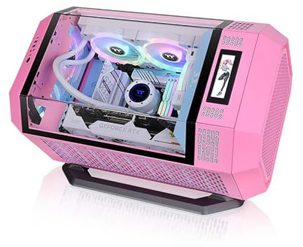 Caja De Ordenador, Caja De PC Gaming De Torre Media M-ATX/ITX - Puertos Frontales USB 3.0/Tipo-C - Panel Panorámico De Cristal Templado - Incluye Pantalla LCD De Expansión De 3,9 Pulgadas
