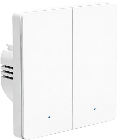 Behogan Zigbee Interrupteur mural intelligent Wi-Fi 2 voies, blanc, commande vocale, compatible avec Matter, Alexa et Google Home