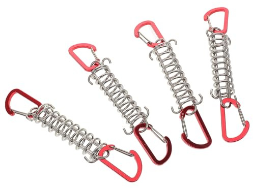 GRIRIW 4 Tensores de Cuerda para Camping con Hebillas de Resorte de Acero Inoxidable Accesorios Portátiles para Exteriores Ajuste Fuerte y Resistente Color Rojo Tamaño Mini 4 Piezas
