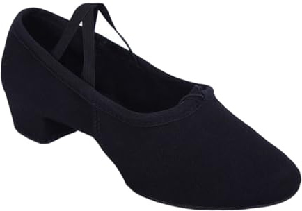 CONGARTENO Scarpe da Balletto con Tacco Basso per Adulti Materiale Traspirante Suola Antiscivolo Morbida Elastico Sicuro per Yoga Danza Folkloristica Ballroom e Jazz Nero