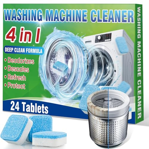 Washing Machine Cleaner, 24 Pack Washing Machine Tablets for HE Top Load & Front Loader Washer, Washing Machine Cleaner Deep Clean Descaler Removes Odor and Grime Inside Drum and Laundry Tub Seal