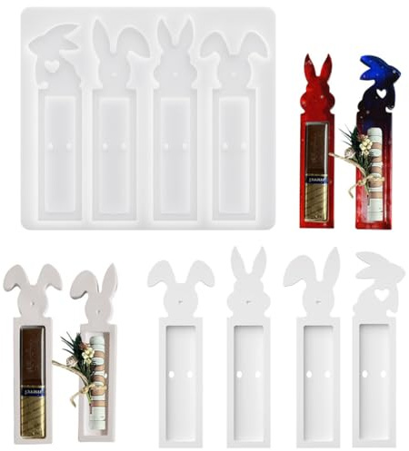 CATZUM 4 pezzi stampi in silicone pasquale, stampi per colata e gesso, scatola regalo, stampi a forma di coniglio pasquale, regalo per denaro, fai da te, compleanni, per Pasqua
