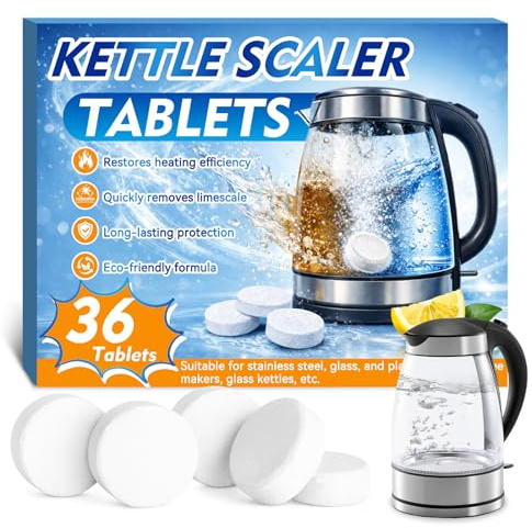 Mosconly Kettle Descaler Tablet 36 Pcs, Powerful Limescale Remover for Kettles, Efficient Citric Acid Descaler for Various Kettles, Coffee Makers, Irons, and Shower Heads