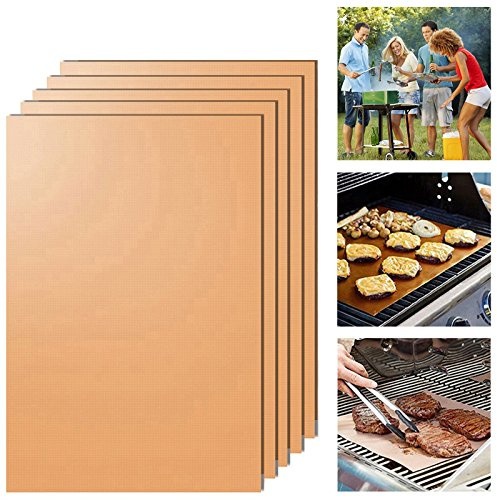 Lobwerk BBQ Grillmatten mit Antihaft Teflon Beschichtung Zum Grillen für Gasgrill Holzkohle Lebensmittelkonform (x5)