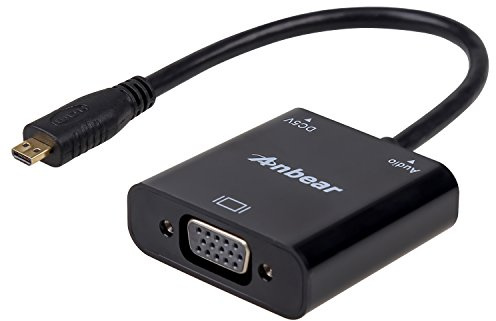 Anbear Micro HDMI to VGA(Male to Female) Video Converter Adapter Gold Plated 1080p with 3.5mm audio