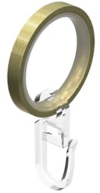 INTERDECO Gardinenstangen Gardinenringe mit Einlage, aus Metall und Kunststoff, Messing-Optik, Flachringe mit Faltenhaken für Vorhangstangen 20 mm, Ringe in 35 x 28 mm, Typ 1120507, 24 Stück