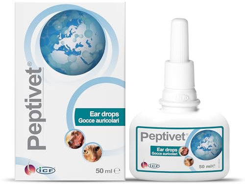 Peptivet Dog & Cat Ear Drops, Soothing Leave-in After Cleaning, 50 ml | Soothing Leave-In Drops With AMP2041 Peptide, Chlorhexidine, Tris-EDTA, Zinc PCA & Vitamin PP, Moisturises the Ear