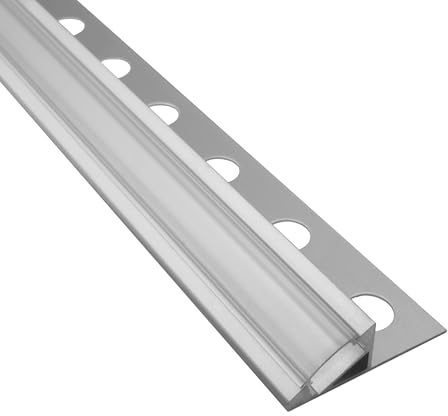 T77 LED Alu Fliesenprofil 12 mm silber 30° für LED-Streifen 2m klar | Für sauber eingelegte LED-Streifen mit geschützter Führung und gleichmäßiger Lichtverteilung, Abdeckung klar