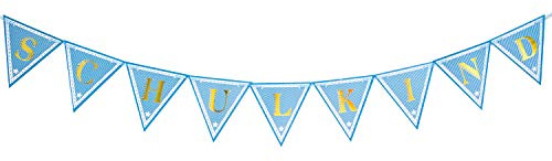 Oblique Unique® Schulkind Wimpel Girlande Hänge Deko für Schuleinführung Einschulung Schulanfang Schulbeginn Dekoration Banner Schule Jungs Blau