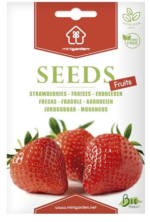 Bio-Erdbeeren-Samen von Minigarden – 100% natürlich, GVO-frei, bereit zur Aussaat – 300–340 Samen, reproduzierbar