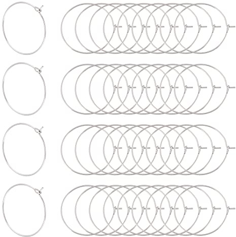 UNICRAFTALE 100 stücke Weinglas Charm Ringe Ohrring Creolen Edelstahl Wine Hoops DIY Rohlinge Creolen Für Partei Ohrring Schmuck Machen DIY Kunst Und Handwerk