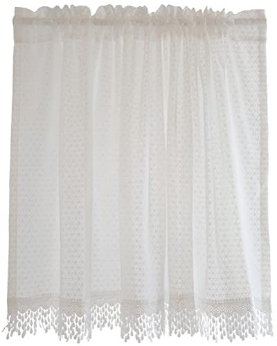 ACMHNC Häkelgardine Landhaus Küche Scheibengardine Transparent mit Stickerei Vintage Spitze Kurzstores Gardinen Retro Romantisch Bistrogardine 1 Stück,Creme,130cm x 120cm /51*47