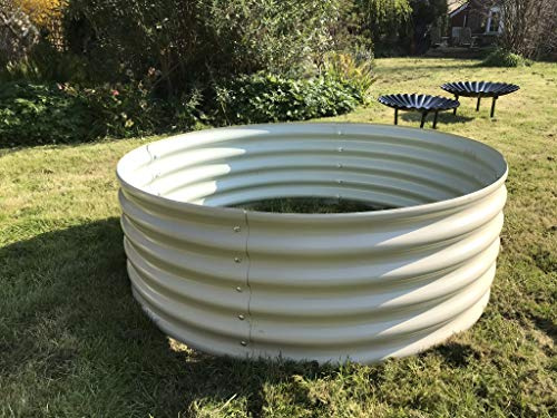 Raised circular metal garden bed cream 90cm or 120cm diameter 40cm high (120cm diameter)