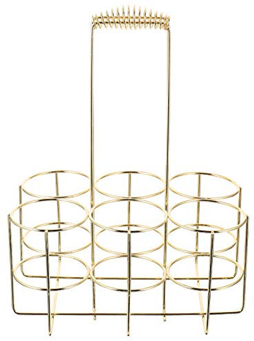 Angoily Glasflaschen Träger Glasflaschen Träger Wein Flaschenträger Drahtwasserflaschentr? Metallweintr? mit Griff 6 Flaschen Milchflaschentr? für Party Gym Golden Glasflaschen Träger