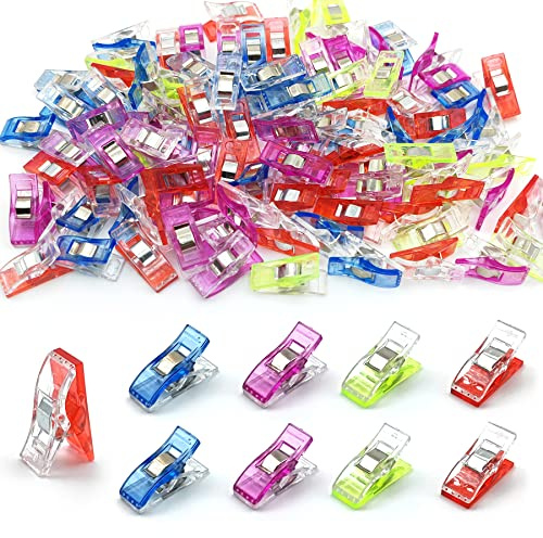 Brelet 100 Pezzi Pinze da Cucire Clip di Plastica Cucito Accessori Merceria Pinze fai da te per Cucito, Gancio e molti altri usi (Colori Assortiti)