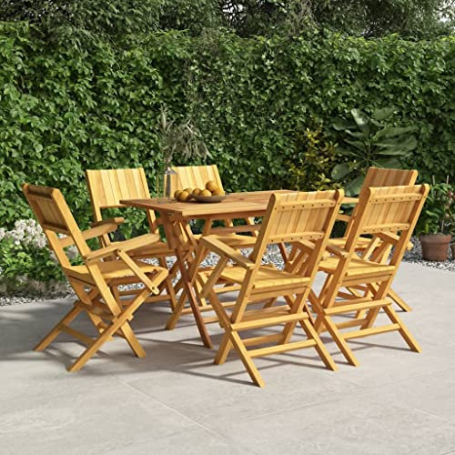 Festnight Gartenmöbel Set Holz Klappbar Garten-Essgruppe Gartentisch Set mit 6 Stühlen Garten Sitzgruppe 6 Personen Essgruppe Terrassenmöbel Sitzgarnitur Gartengarnitur Massivholz Teak