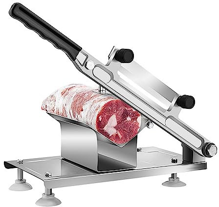 HUHJYUGE Manual Meat Slicer for Kitchen, Slicing Machine for Meat Cutting Stainless Steel, Frozen Meat Slicer for Hot Pot Adjustable Thickness, for Home Use, Cheese Vegetable Bread