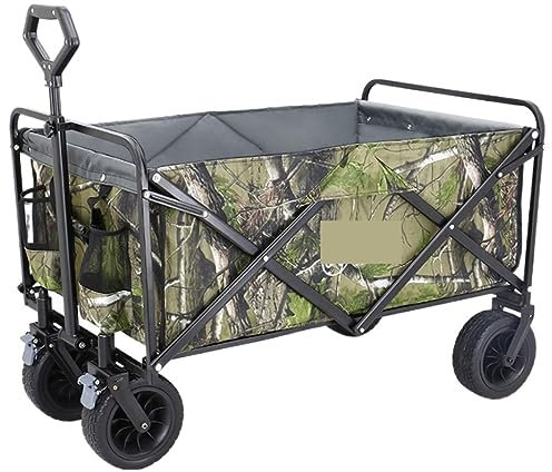 Bollerwagen Faltbar Handwagen Campingwagen Klappbarer Mehrzweckwagen Für Den Außenbereich, Gartenwagen, Zusammenklappbarer Schubwagen Mit Bremse, Tragbarer Rollender Strand-Außenwagen Strandwagen Tran