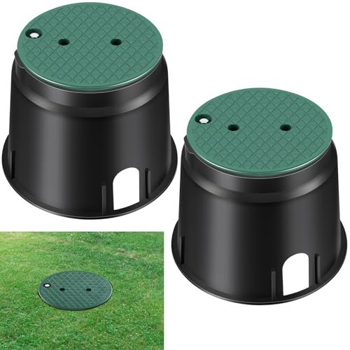 Tandefio 2 Pcs 910 Electrical Splice Box 10 Inch Diameter Underground Electrical Junction Box Inground for Outdoor Wiring Splices (Black)