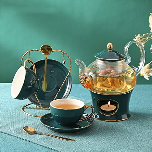 OrLtL Englischer Nachmittagstee, Kerze, Teekanne, Teeservice mit Ständer, nordischer Stil, Kaffeetasse, Keramiktasse, Untertasse (A wie abgebildet)