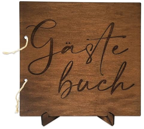 Embracing Mindfulness Blanko Gästebuch aus Holz - 72 Dicke Seiten aus recyceltem Papier - Hochzeitsbuch Hochzeit Taufe Geburtstag Vintage