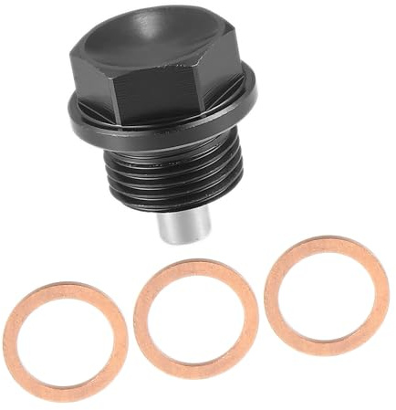 A ABSOPRO Bouchon de vidange magnétique universel pour voiture, écrou de vidange d'huile avec 3 joints M18x1.5 en alliage d'aluminium noir