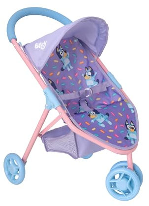 Bluey Jogger Puppen Kinderwagen | Spielzeugpuppen Buggy | Baby Doll Kinderwagen | Kinder Puppe Kinderwagen Spielzeug Easy Fold Kinderwagen | Rollenspiel Puppen Kinderwagen | Verstellbares Verdeck, sch
