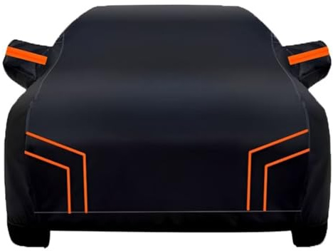 generisch Auto abdeckplane wasserdicht kompatibel mit Opel Tigra Twintop Cabrio 2004-2010,Autoabdeckung für Den Außenbereich Staubdicht Regenfest Atmungsaktiv Anti-Uv （Black orange）