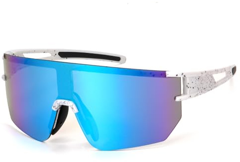 Heveer Fahrradbrille Sonnenbrille Herren Polarisierte Sportbrille UV400 Rahmenlose Schutzbrille für Reiten Laufen Sport im Freien Blau