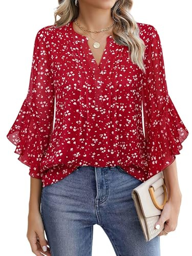 Timeson Haut habillé décontracté à manches 3/4 pour femme, Taille XL