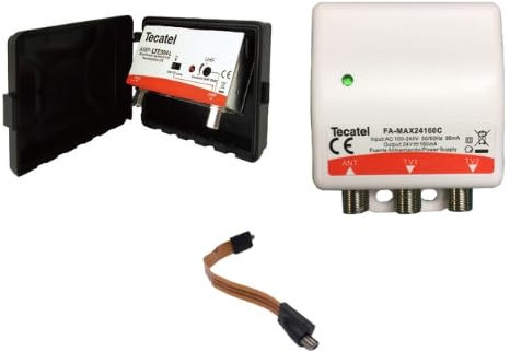 Tecatel kit amplificador mástil 30dB, UHF, LTE700 mas fuente de alimentación 24V