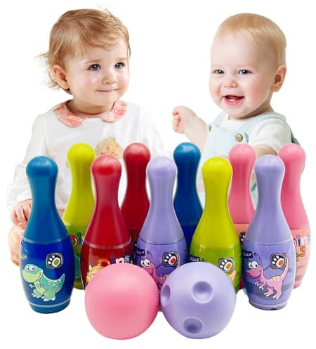 Smavles Bowling Set für Kinder Mit 10 Kegel und 2 Bälle, Mini Drin und Draußen Spielzeug Geschenke Spiele ab 3 Jahre Mädchen Junge