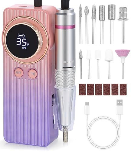 Elektrische Nagelfräser 35000 U/min,Electric Nail Drill Kit,Professionell Maniküre set, Tragbarer Nagelbohre,USB Aufladbare Elektrische Nagelfeile bits für gelnägel Nagellack